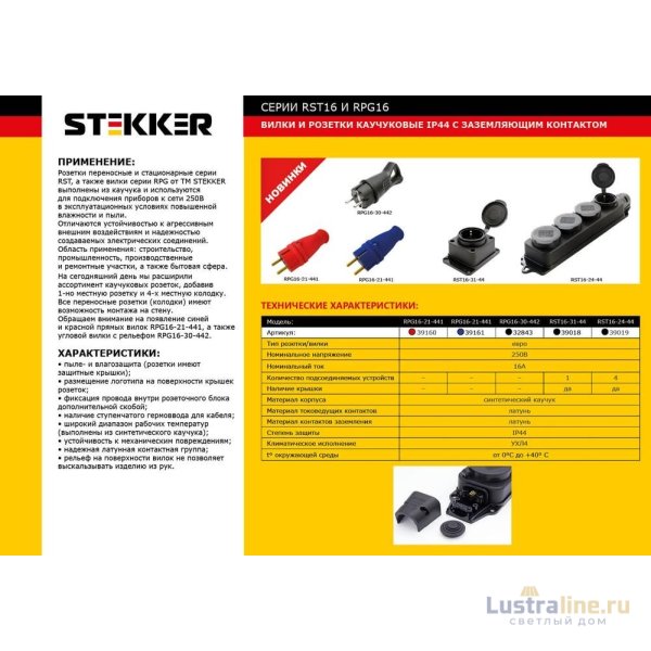 Розетка Feron Stekker с/з 32A 4000V с крышкой черный RST163144 39018