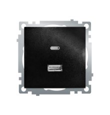 Розетка 2-местная USB + type C Stekker Катрин GLS10-7116-05 50055