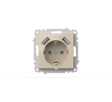 Розетка с заземлением и защитой от детей + два входа USB для заряда устройства ELBI Zena Vega 609-010300-317