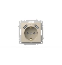 Розетка с заземлением и защитой от детей + два входа USB для заряда устройства ELBI Zena Vega 609-010300-317