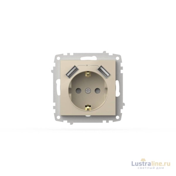Розетка с заземлением и защитой от детей + два входа USB для заряда устройства ELBI Zena Vega 609-010300-317