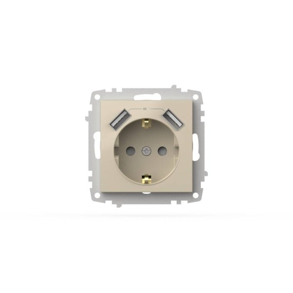Розетка с заземлением и защитой от детей + два входа USB для заряда устройства ELBI Zena Vega 609-010300-317