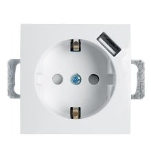 Розетка Stekker Эрна c/з 16A 250V с защитной шторкой и с USB белый PST16-9111-01 39318