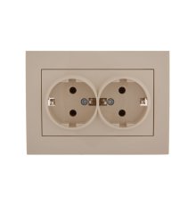 Розетка двойная с/з Lezard Rain 703-0303-127