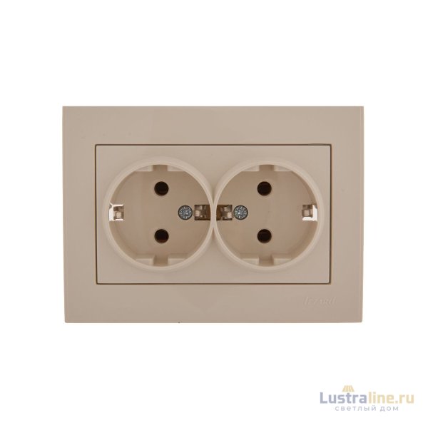 Розетка двойная с/з Lezard Rain 703-0303-127