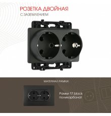 Розетка двойная с заземлением Arte Milano 217.40-2.black