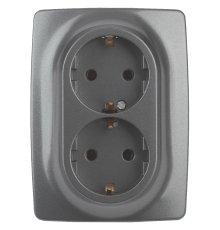 Розетка 2x2P+E Schuko со шторками Эра 12-2108-12 Б0036448