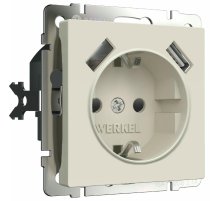 Розетка с заземлением, шторками и USBх2 Werkel 4690389192005 W1171562 a062426