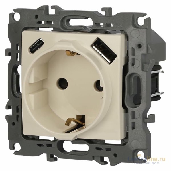 Розетка со шторками с USB type-A+C Эра 12-4108-02 Б0067731