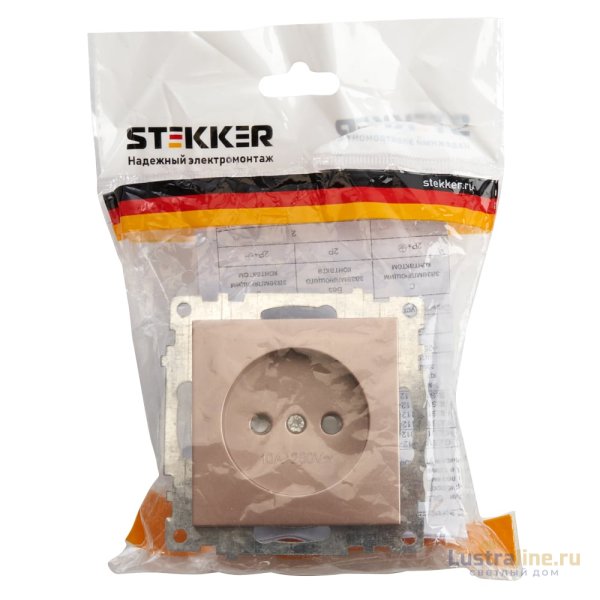 Розетка 1-местная б/з с защитной шторкой Stekker Катрин 39595
