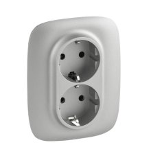 Розетка двойная Legrand Valena Allure 16A 250V с/з со шторками безвинтовой зажим алюминий 753926