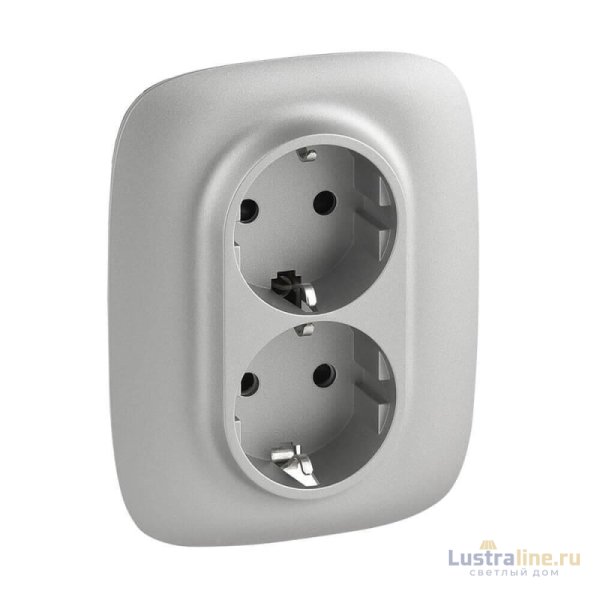 Розетка двойная Legrand Valena Allure 16A 250V с/з со шторками безвинтовой зажим алюминий 753926