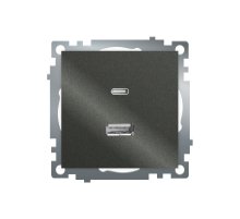 Розетка 2-местная USB + type C Stekker Катрин GLS10-7116-06 50052