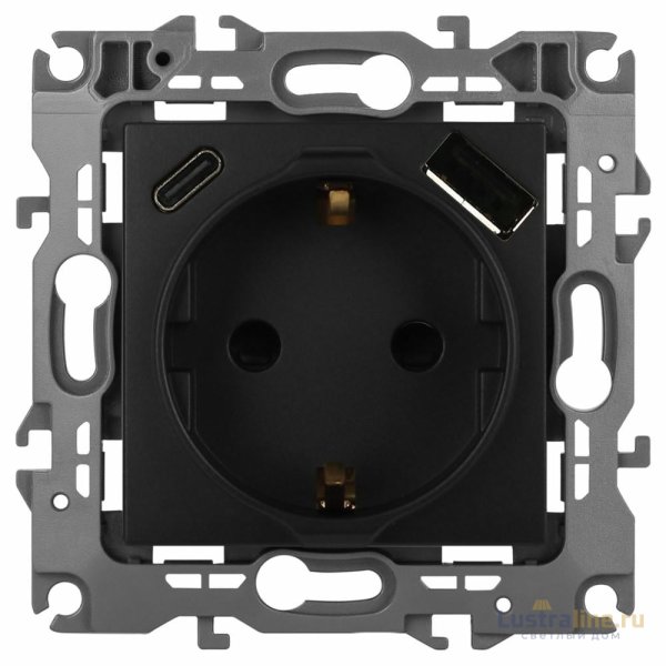 Розетка со шторками с USB type-A+C Эра 12-4108-05 Б0067707