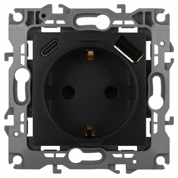 Розетка со шторками с USB type-A+C Эра 12-4108-05 Б0067707