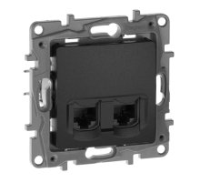 Розетка компьютерная 2хRJ45 Legrand Etika 5 кат UTP антрацит 672655