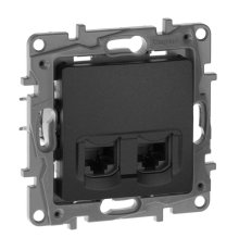 Розетка компьютерная 2хRJ45 Legrand Etika 5 кат UTP антрацит 672655