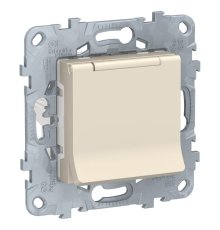 Розетка Schneider Electric Unica New с/з со шторками, с крышкой 16A 250V NU503744TA
