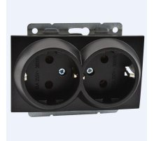 Розетка с заземлением двойная Mono Electric Despina-Larissa 16А 250В графит 500-002004-120