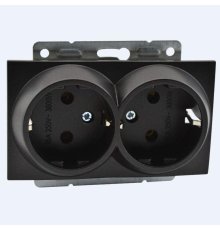 Розетка с заземлением двойная Mono Electric Despina-Larissa 16А 250В графит 500-002004-120