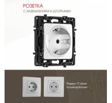 Розетка с заземлением и шторками Arte Milano 217.40-1.silver