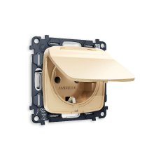 Комплект механизма розетки с/з со шторками и крышкой Ambrella Volt Omega MO608010