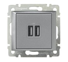 Розетка USB двойная Legrand Valena 240V/5V 2400mA алюминий 770270