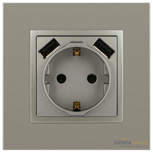 Розетка со шторками с 2xUSB Эра Elegance 14-4109-16 Б0065775