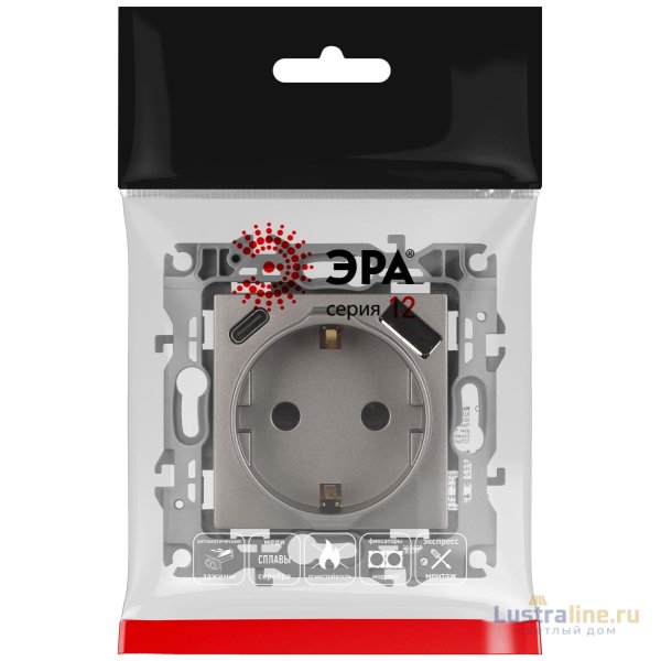 Розетка со шторками с USB type-A+C Эра 12-4108-16 Б0067762