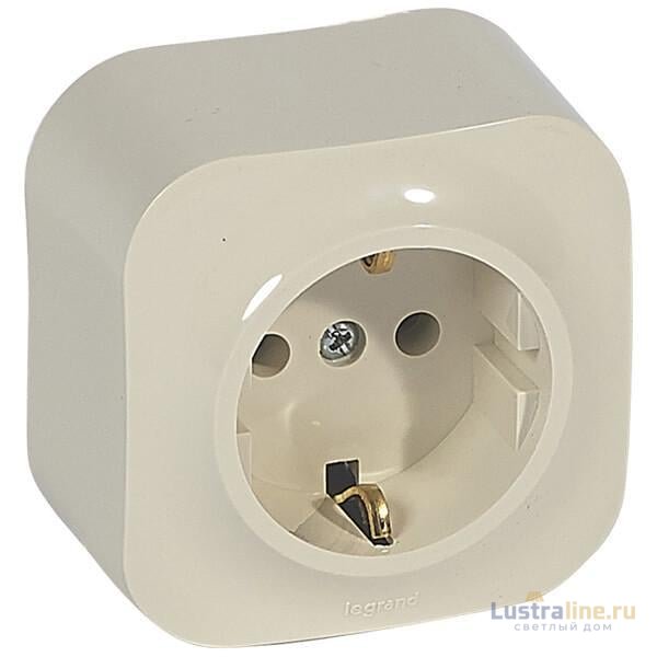 Розетка 2К+З Legrand Quteo 16A 250V с/з слоновая кость 782241