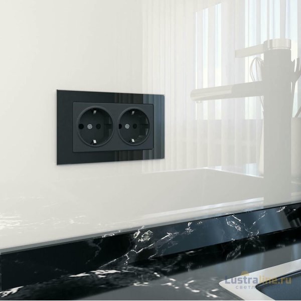 Розетка Werkel двойная с заземлением черный матовый W1172008 4690389156922