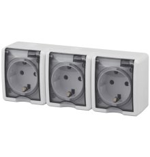 Розетка ЭРА Эксперт 3х2P+E IP54 со шторками 16A 250V 11-2406-01 Б0020722