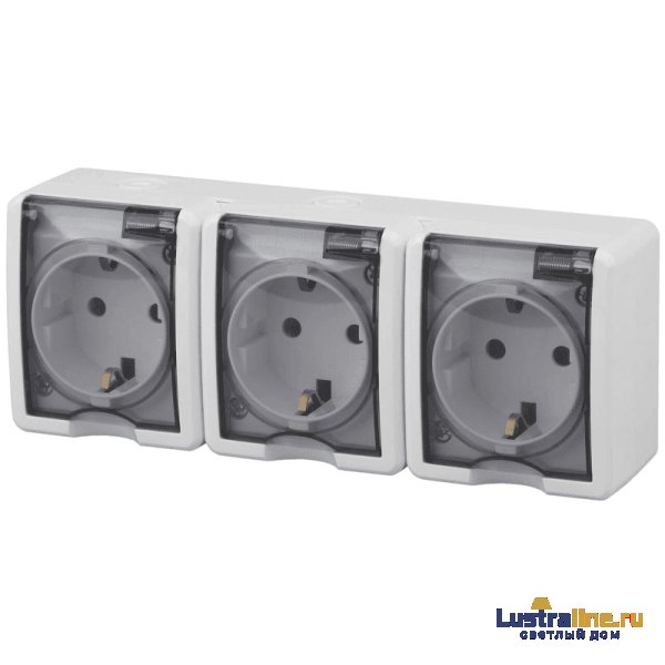 Розетка ЭРА Эксперт 3х2P+E IP54 со шторками 16A 250V 11-2406-01 Б0020722