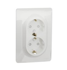 Розетка двойная Schneider Electric Unica New с/з со шторками NU206718