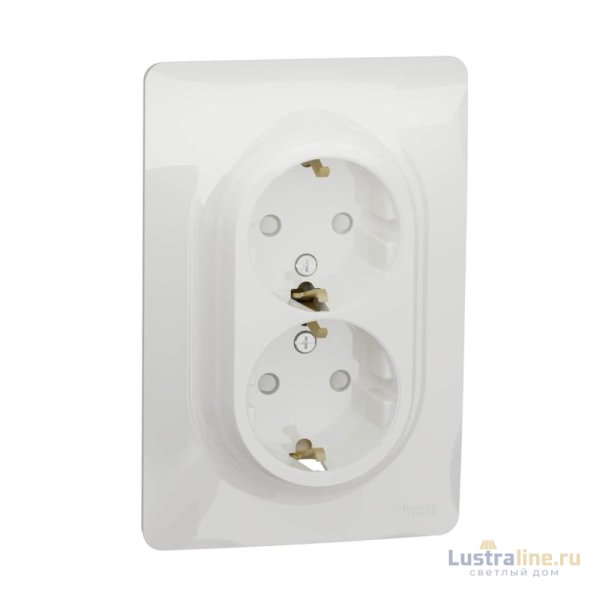 Розетка двойная Schneider Electric Unica New с/з со шторками NU206718