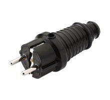 Вилка каучуковая с заземлением Mono Electric черный 170-010102-805