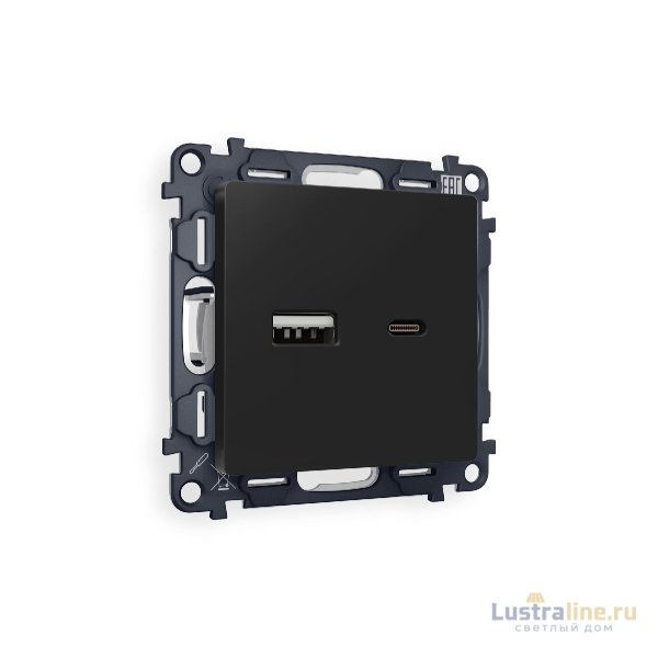 Комплект механизма розетки 2USB A+C 20W (быстрая зарядка) Ambrella Volt Alfa MA811010