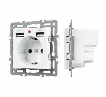Механизм розетки с USB зарядкой Arlight SCT-MUAA-PL-WH (250V, 16A) 043733