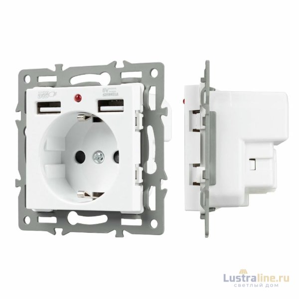 Механизм розетки с USB зарядкой Arlight SCT-MUAA-PL-WH (250V, 16A) 043733