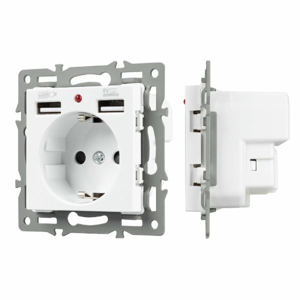 Механизм розетки с USB зарядкой Arlight SCT-MUAA-PL-WH (250V, 16A) 043733