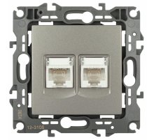 Розетка компьютерная двойная RJ45 Эра 12-3108-16 Б0065665