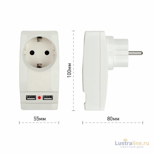 Разветвитель электрический Эра SP-1e-USB-W Б0026332