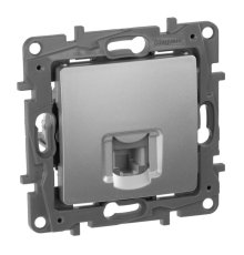 Розетка телефонная RJ11 Legrand Etika алюминий 672440