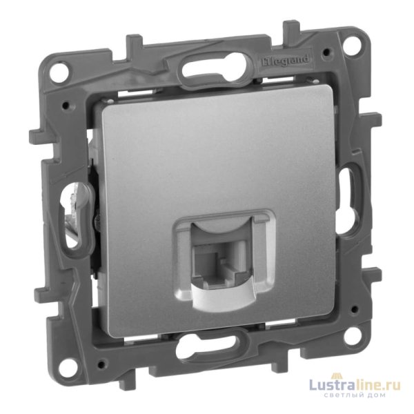 Розетка телефонная RJ11 Legrand Etika алюминий 672440