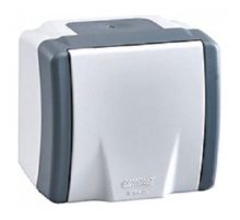 Розетка на 1 пост без заземления Mono Electric Octans IP54 16A 250В бело-серый 154-020006-116