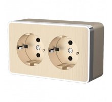 Розетка Werkel двойная с заземлением Gallant шампань рифленый W5072110 4690389164682 a051037