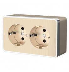 Розетка Werkel двойная с заземлением Gallant шампань рифленый W5072110 4690389164682 a051037