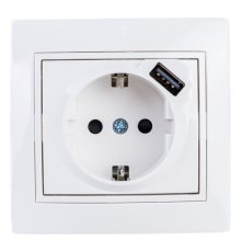 Розетка с/з + USB Lezard Mira 701-0202-181