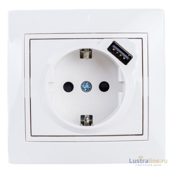 Розетка с/з + USB Lezard Mira 701-0202-181
