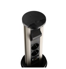 Блок розеток 12J (2 секции, USB type A+C + RJ45 + HDMI) беспроводная зарядка Mebax 00-00002597